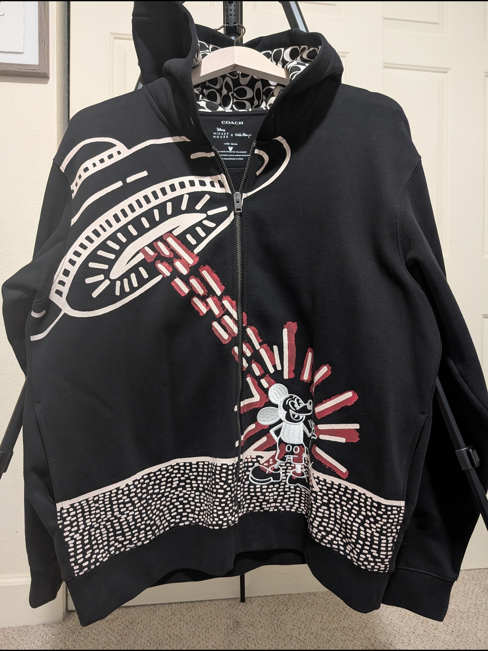 Coach x Disney x Keith Haring Mickey UFO Full Zip Hoodie - Size Large